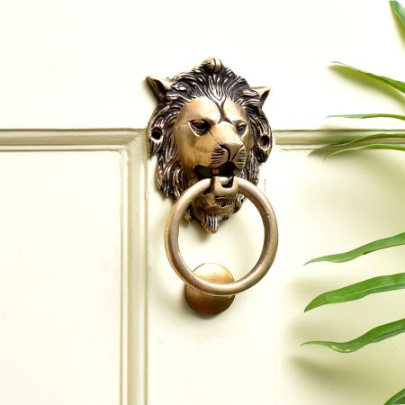 Brass Lion Head Ring Door Knocker